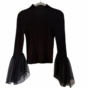 Anthropologie Black Bell Sleeve Top